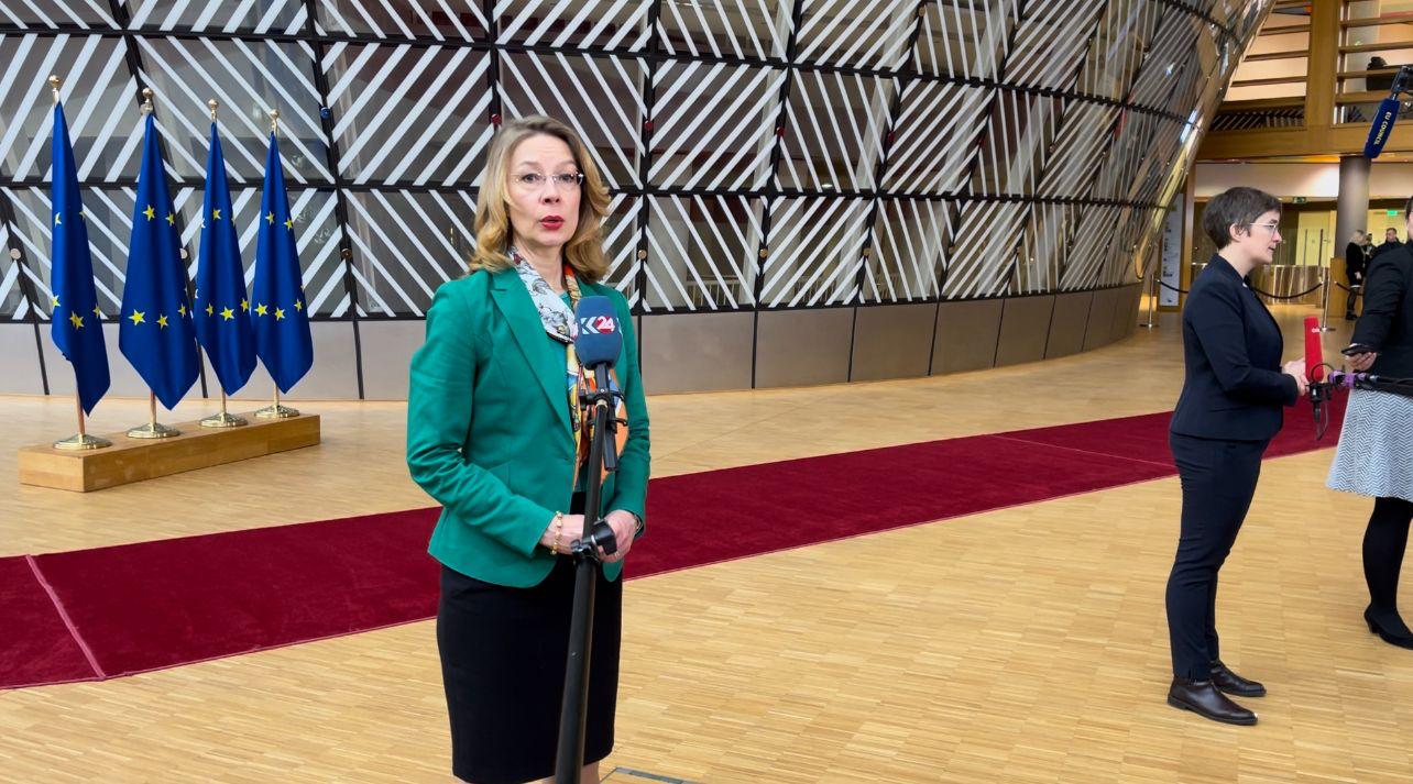 Tytti Tuppurainen, Minister for European Affairs and Ownership Steering of Finland, speaking to Kurdistan 24, Feb. 6, 2023. (Photo: Kurdistan 24)